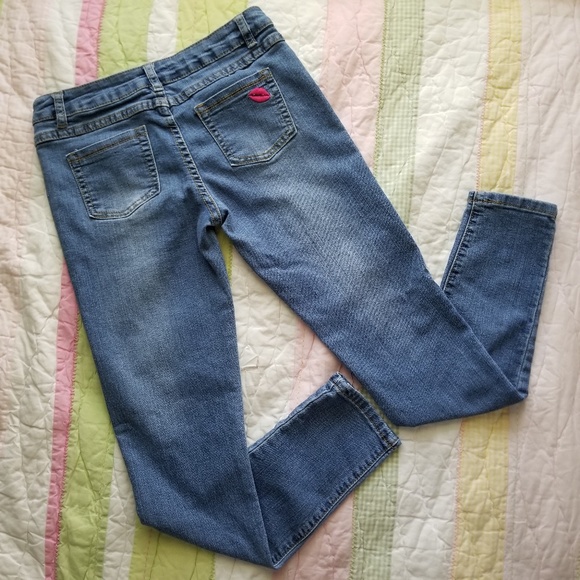 MEOW! 😻Betsey Johnson Girls Skinny Jeans sz 14 - Picture 2 of 5